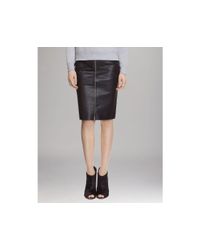 Sandro Leather Skirt Zip Front Pencil in Black - Lyst
