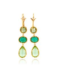 Dean Harris | Handmade Green Chrome Mint Sapphire Earrings with 18k Yellow Vine and White Diamond Vine Ear Wires | Lyst