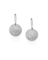 Roberto Coin | Metallic Diamond 18k White Gold Disc Drop Earring | Lyst