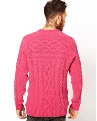 soulland asos knit sweater cable pink
