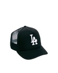 KTZ La Dodgers Trucker Snapback Cap in Black | Lyst