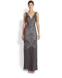 Aidan Mattox | Black Sleeveless Sweetheart Printed Gown | Lyst