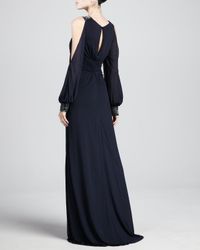 Aidan Mattox Splitsleeves Draped Gown in Twilight (Black) - Lyst