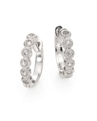 Jude Frances | Metallic Soho White Sapphire & Sterling Silver Huggie Hoop Earrings/0.5 | Lyst