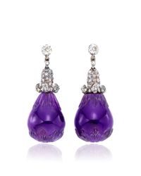 Simon Teakle | Purple Antique Carved Amethyst Earrings | Lyst