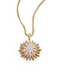 David Yurman | Metallic Diamond 18k Gold Starburst Pendant Necklace | Lyst