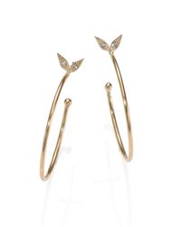 Mizuki | Metallic Diamond And 14k Yellow Gold Winged Hoop Earrings/1 | Lyst