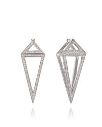Noor Fares | Metallic Pendulum 3d Earrings in 18k White Gold Set White Diamonds | Lyst