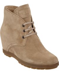 Prada Hidden Wedge Desert Ankle Boot in Tan (Brown) - Lyst