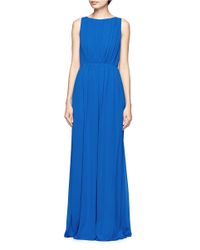 Alice + Olivia Soleil Pleated Maxi Dress in Blue - Lyst
