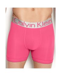 Calvin Klein Steel Microfiber Boxer Brief in Pink for Men - Lyst