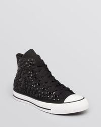 Converse Lace Up High Top Sneakers All Star Rhinestone in Black - Lyst