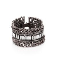 DANNIJO | Metallic Swarovski Crystal Oxidized Silver Chain Cuff Bracelet | Lyst