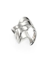 Saint Laurent | Metallic Monogram Signature Ring/silvertone | Lyst