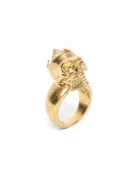 Alexander McQueen | Metallic Pyramid Stud Skull Ring | Lyst