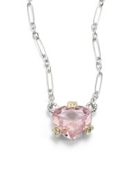 Judith Ripka | Pink Crystal Diamond 18k Yellow Gold Heart Charm Necklace | Lyst