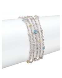 Judith Ripka | Metallic Blue Topaz Sterling Silver 18k Yellow Gold Multi Strand Bracelet | Lyst