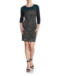 French Connection | Black Sequin Colorblock Dress | Lyst