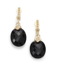 Judith Ripka | Black Onyx Diamond 14k Yellow Gold Drop Earrings | Lyst