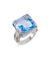 Judith Ripka | Blue Faceted Square Stone Sterling Silver Ring | Lyst