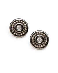 Slane | Diamond Blackened Sterling Silver Medallion Stud Earrings | Lyst