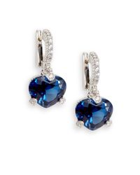 Judith Ripka | Blue Heartshaped Sterling Silver Earrings | Lyst