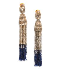 Oscar de la Renta | Metallic Beaded Clipon Tassel Earrings | Lyst