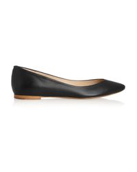 black leather pointed flats