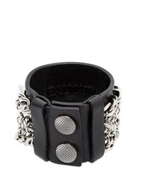 Balmain | Black Metal Chains Leather Bracelet for Men | Lyst