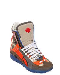 DSquared² | Green Camouflage Leather High Top Sneakers for Men | Lyst