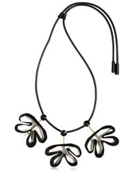 Marni | Black Resin Leather Flower Necklace | Lyst