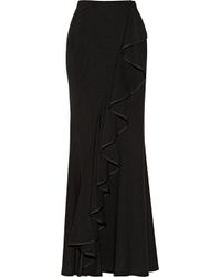 Donna karan Modern Icons Ruffled Stretch-knit Maxi Skirt in Black | Lyst