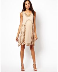 ASOS Asos Maternity Flapper Dress with Embellishment in Beige (Natural) -  Lyst