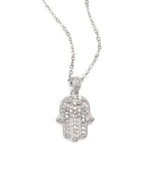Adriana Orsini | Metallic Pavé Blackened Sterling Silver Disc Pendant Necklace | Lyst