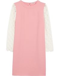 Miu Miu Pink Cady and Macramé Lace Mini Dress