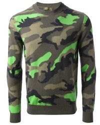 Valentino Camouflage Sweater in Green for Men - Lyst