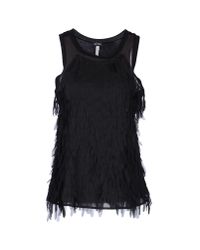 Armani Jeans | Black Chiffon Top With Fringing | Lyst