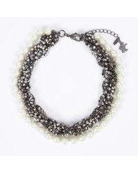 Paul Smith | Metallic Plaited Diamante And Pearl Necklace | Lyst