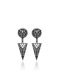 Fallon | Metallic Sinead Black Crystal-pavé Convertible Pyramid Earrings | Lyst