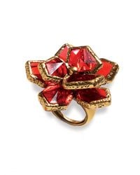 Oscar de la Renta | Red Wildflower Cocktail Ring | Lyst