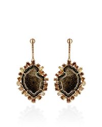 Kimberly Mcdonald | One Of A Kind Dark Green Geode Natural Brown and Green Diamond Lever Back Earrings | Lyst