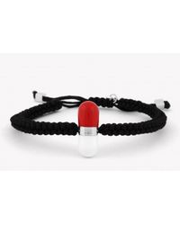 Tateossian - Black Pill Xxv Pop Enamel Pill Macramé Bracelet In Red And White for Men - Lyst