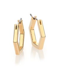 Marc By Marc Jacobs | Metallic Hexagon Huggie Hoop Earrings/goldtone | Lyst