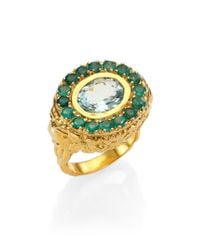 Jade Jagger | Metallic Aquamarine & Emerald Skull Cocktail Ring | Lyst