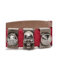Alexander McQueen | Pink Snakeskin Metal Loop Bracelet | Lyst