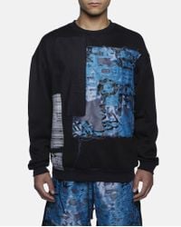Liam Hodges Black Patchwork Crewneck Jumper for men