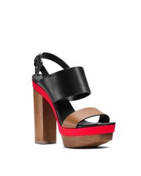 Michael Kors Ettie Color-block Leather Sandal in Black - Lyst