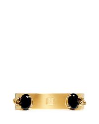 Ela Stone | Metallic 'jane' Curb Chain Onyx Stone Cuff | Lyst