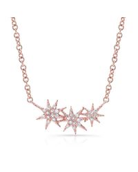 Anne Sisteron - Metallic 14kt Rose Gold Diamond Triple Starburst Necklace - Lyst