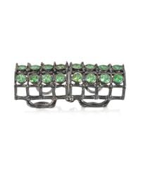 Bernard Delettrez - Multicolor Articulated Cage And Studs Ring W/tsavorites - Lyst